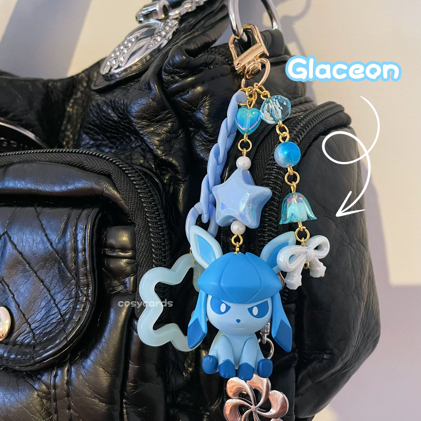 Glaceon Handmade Gold Keychain