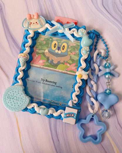 Blue Whipped Deco Toploader With Keychain