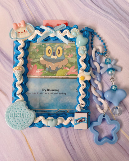 Blue Whipped Deco Toploader With Keychain