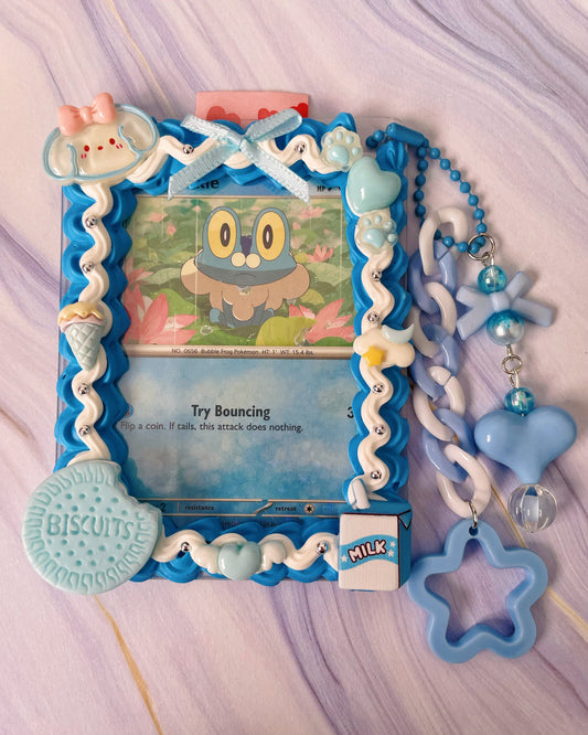 Blue Whipped Deco Toploader With Keychain