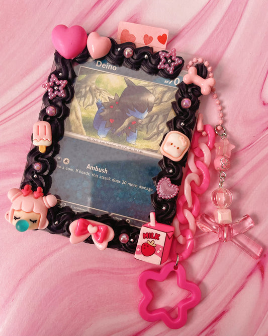 Black and Pink Whipped Deco Toploader With Keychain